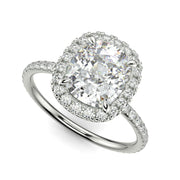 Hanna Cushion Cut Pave Halo 4 Prong Claw Set Engagement Ring Setting - Nivetta